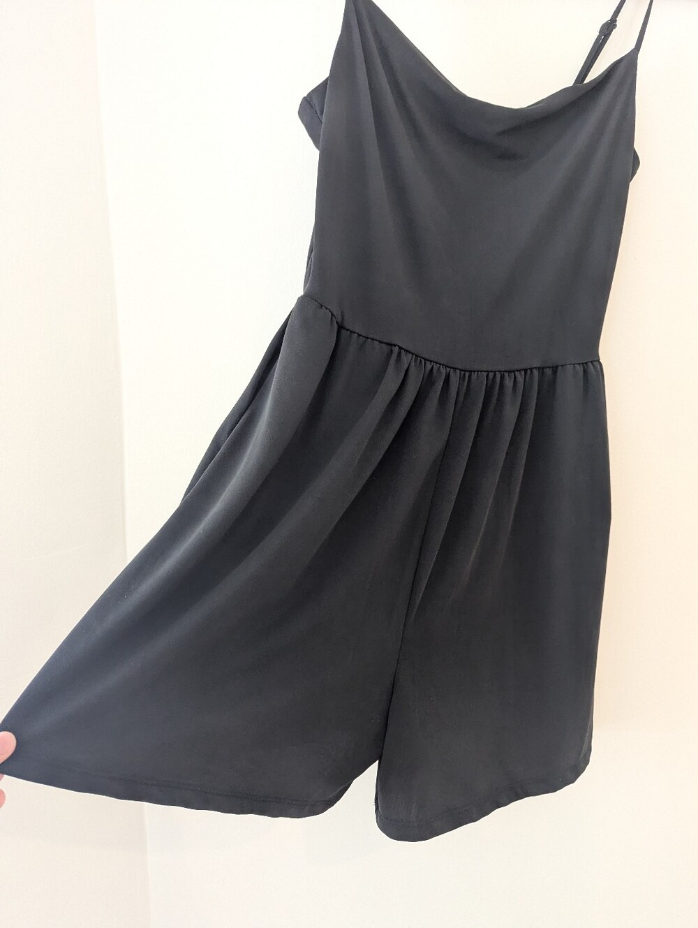 Dex The Georgina Romper: Black/Charcoal Cowl Neck Spaghetti Straps Small - Picture 4 of 10